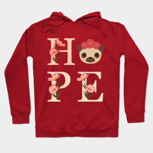 HOPE PUG DOG - Flowers - Peach orange Hoodie